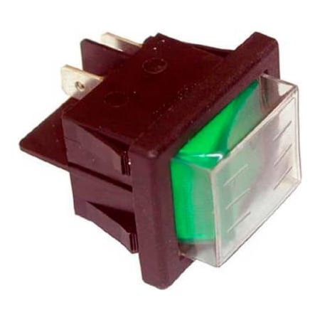 Allpoints Rocker Switch, 125V, 20A, Black W/Green Light, For Cadco, 9032 42-1450-CDO